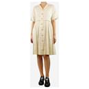 Cream striped midi dress - size UK 8 - Autre Marque