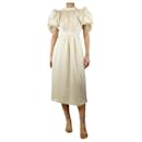 Cream satin puff-sleeved midi dress - size UK 8 - Autre Marque