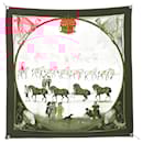 VINTAGE FOULARD HERMES PRESENTATION DES CHEVAUX 1ERE ED CARRE 90 SOIE SCARF - Hermès