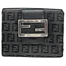 Portefeuille en coton noir Fendi Baguette