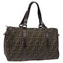 FENDI Zucca Canvas Hand Bag Brown Black Auth 114416 - Fendi