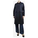 Navy blue frayed linen coat - size UK 8 - Autre Marque