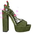 Aquazzura Austin Plateau Platform Sandals in Red Suede