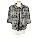 2007 Black White Tweed 3/4 Sleeves Jacket Size 40 FR - Chanel