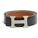 Hermès Belt A composer T75 Silver H Black Gold Leather Belt 30in US28 Hermes
