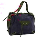 BALENCIAGA Hand Bag Suede Leather Navy Red 266407 Auth 112175 - Balenciaga