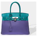 HERMES Birkin 30 Bag in Blue Leather - 102502 - Hermès