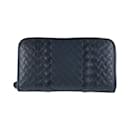 Bottega Veneta Intrecciato Black Leather Long Wallet
