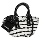 BALENCIAGA Bistro XXS Hand Bag Enamel 2way Black White Auth 110276 - Balenciaga