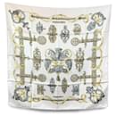 Hermes Paris Vintage White Silk Scarf Ferronnerie 1970 Cathy Latham - Hermès
