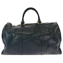Chanel Vintage Coco Mark Black Caviar Leather Boston Bag