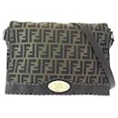 Fendi Zucca Brown Leather Messenger Bag