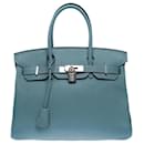 HERMES Birkin 30 Bag in Blue Leather - 102504 - Hermès