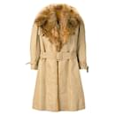 A.N.G.E.L.O. Vintage Cult Beige Fabric and Fox Fur Trench - Autre Marque