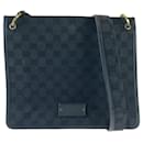 Gucci Black GG Canvas Leather Crossbody Shoulder Bag