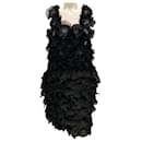 Roberts Wood Black Silk Sheer Hand Linked Circles Silk Ghazar Dress - Autre Marque