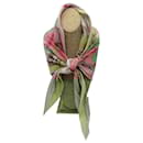 Hermes Pink / Green Belt Motif Cashmere and Silk Losange Scarf - Hermès