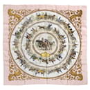 Hermes Carré 90 "LA PROMENADE DE LONGCHAMPS" 100% Silk Scarf in Pink - Hermès