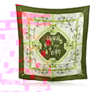 Hermes Vintage Silk Scarf Red Les Becanes 1954 Hugo Grygkar - Hermès