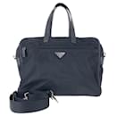 Prada Tessuto Saffiano Triangle Logo Briefcase