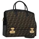 FENDI Zucca Canvas Hand Bag 2way Brown Black gold Auth 113513 - Fendi