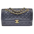Chanel Vintage Timeless Paris Medium Double Flap with 24k Gold Hardware