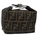 FENDI Zucca Canvas Vanity Pouch Brown Black Silver Auth 113786 - Fendi