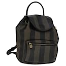FENDI Pecan Canvas Backpack Brown Black gold Auth 111604 - Fendi