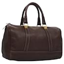 LOEWE Anagram Hand Bag Leather Brown Gold Auth 112187 - Loewe