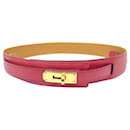 VINTAGE HERMES KELLY 40MM COURCHEVEL RED LEATHER BELT - Hermès
