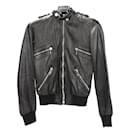 Dolce & Gabbana Black Leather and Leopard Biker Jacket, Size 38