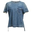  Sacai Pleated Belted T-Shirt in Blue Cotton Denim