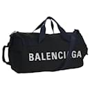 BALENCIAGA Boston Bag Canvas Black Silver Auth mr1018 - Balenciaga
