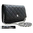 CHANEL Black Classic Wallet On Chain WOC Shoulder Bag Lambskin - Chanel