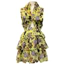 Ulla Johnson Yellow / Purple Floral Print Ruffle Dress