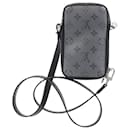  Louis Vuitton Monogram Double Phone Pouch Bag in Grey Coated Canvas