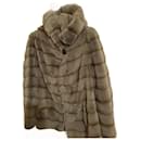 Blue-gray fur coat with hood in excellent condition - Autre Marque