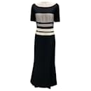 J. Mendel Black / White Fishnet Detail Gown / Formal Dress - Autre Marque