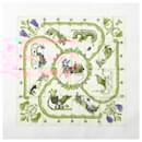 Hermès Carré 90 "Plumes et Grelots" 100% Silk Scarf in Beige