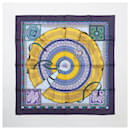 Hermès Carré 90 "CENT PLIS DES MIAO" 100% Silk Scarf in Purple