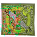 Hermès Carré 90 "CASQUES et PLUMETS" 100% Silk Scarf in Green