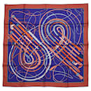 Hermès Carré 90 Fouets et Badines" 100% Silk Scarf in Purple