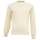  Saint Laurent Knitted Crewneck Sweater in Cream Wool
