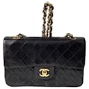 Chanel Small Classic Double Flap Quilted Bag in Black Lambskin Leather