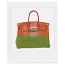 Orange vintage 1998 Birkin 35 bag in Box Calf leather - Hermès