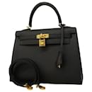 Hermes Kelly 25 Handbag in Black Epsom Leather - Hermès