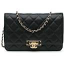 Chanel Black Quilted Caviar Golden Class Wallet On Chain