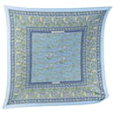 Hermès Blue Chasse En Inde Silk Plisse Scarf