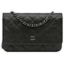 Chanel Black CC Quilted Caviar Wallet on Chain