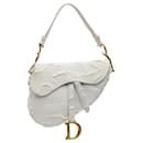 Dior White Embroidered Canvas Camouflage Saddle Bag